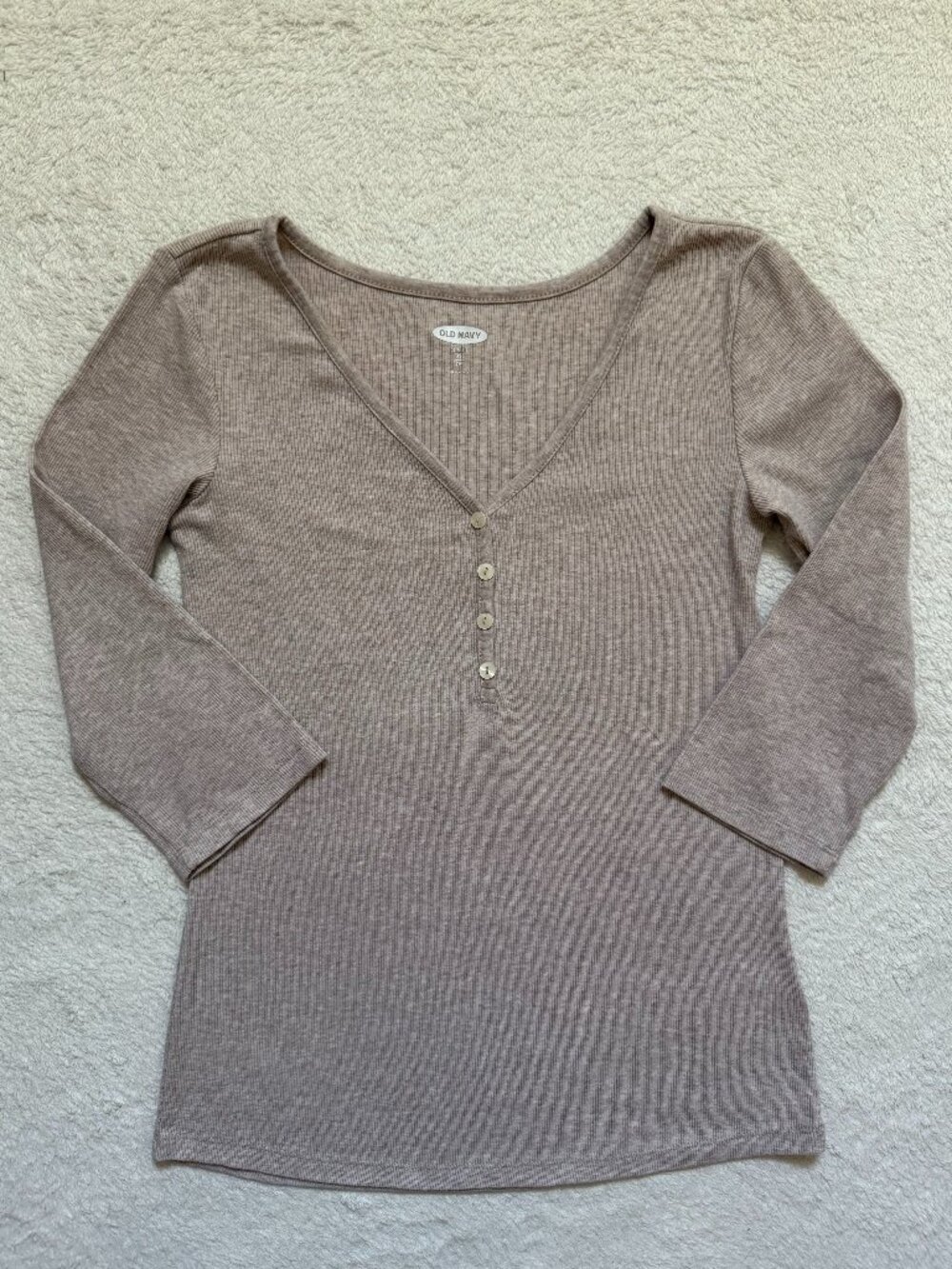 Old Navy Henley V-neck Top - Light Brown
